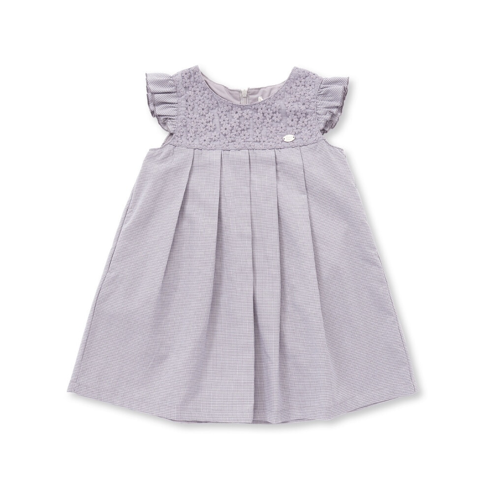 ツイル千鳥チェック袖フリルジャンパースカート(80~130cm)(80cm グレー