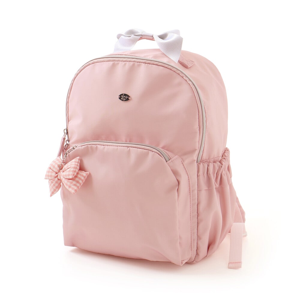 お揃い】リボンチャーム付き無地いろいろモチーフ柄リュック(M~L)(M(9L