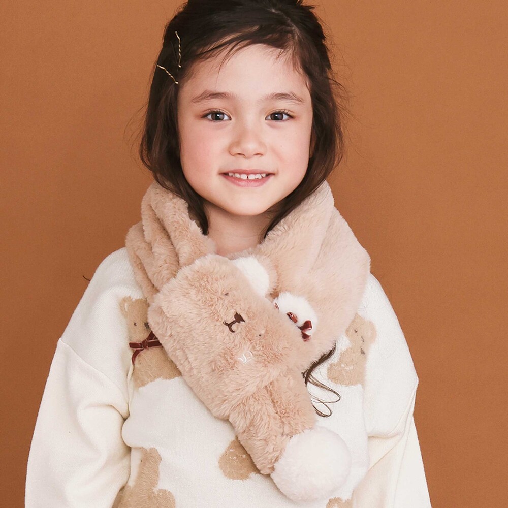 ネコウサギクマアニマルモチーフふわふわファーマフラー(ﾜﾝｻｲｽﾞ