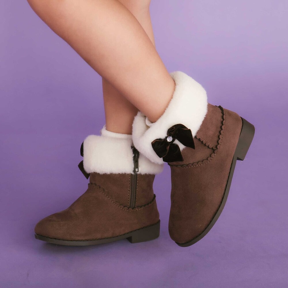 切り替えスカラップリボンビジュームートンブーツ(15~20cm)(15cm