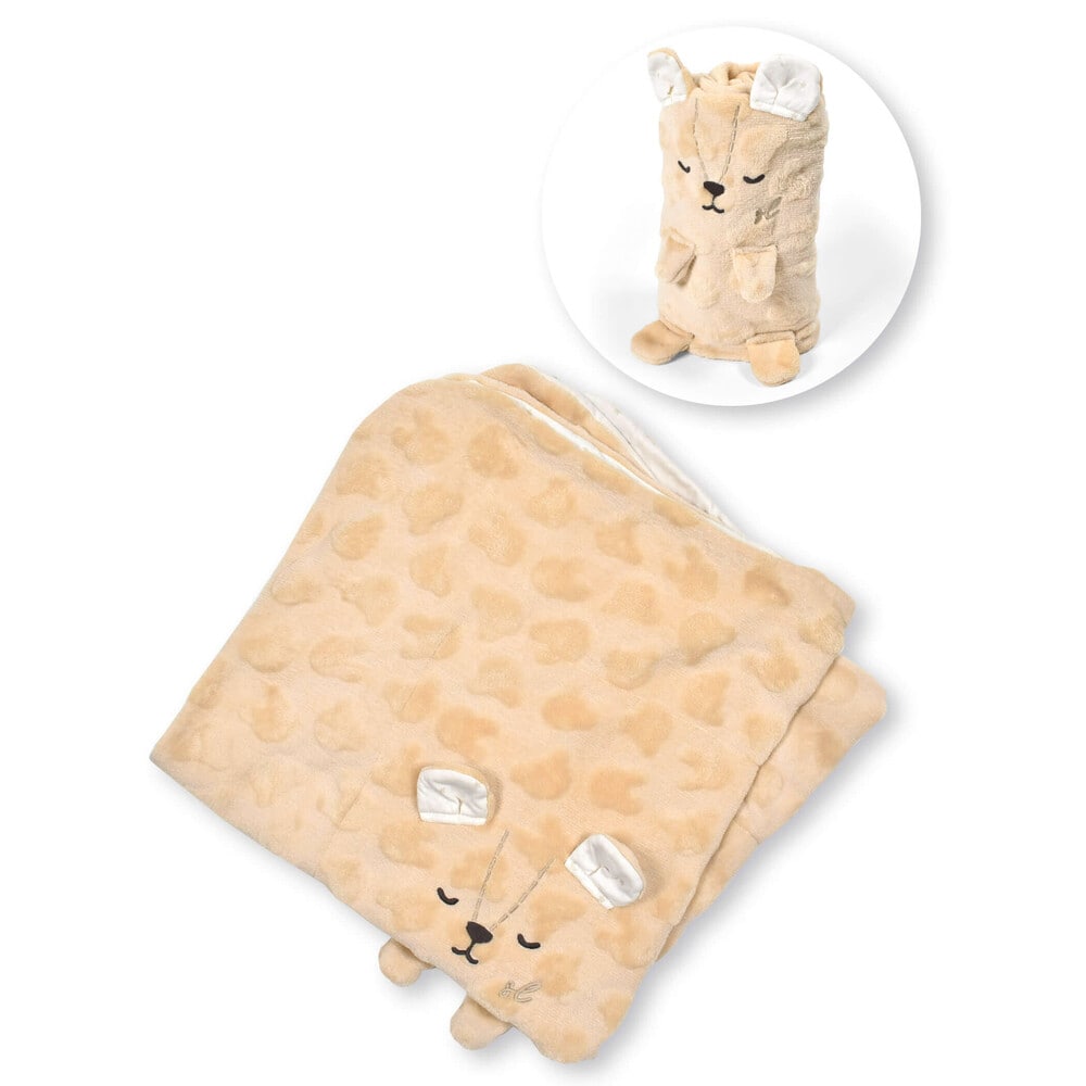 立体耳付きぽこぽこアニマル柄ボアおくるみベビー(ﾜﾝｻｲｽﾞ くま