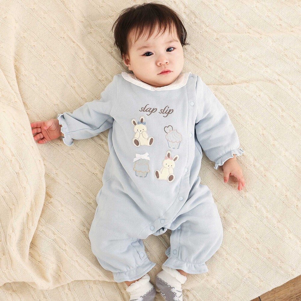 アニマルクマウサギシフォンフリル襟ロンパースベビー(60~80cm)(60cm