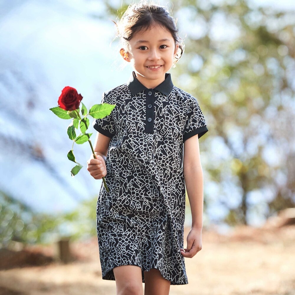お揃い】ジオメトリックロゴ総柄ポロワンピース(90~150cm)(90cm