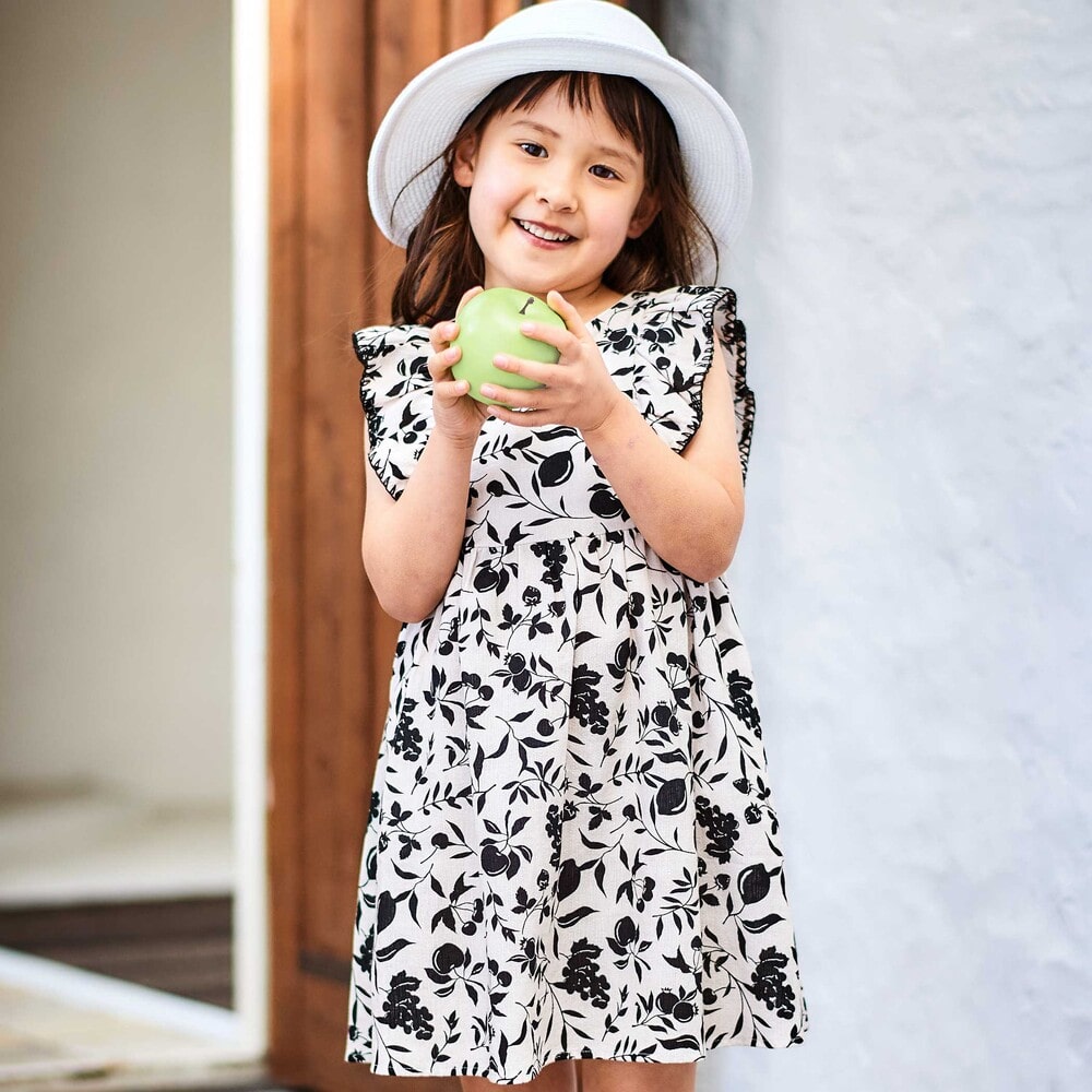 お揃い】マルシェフルーツ柄楊柳フリルワンピース(90~150cm)(90cm オフ