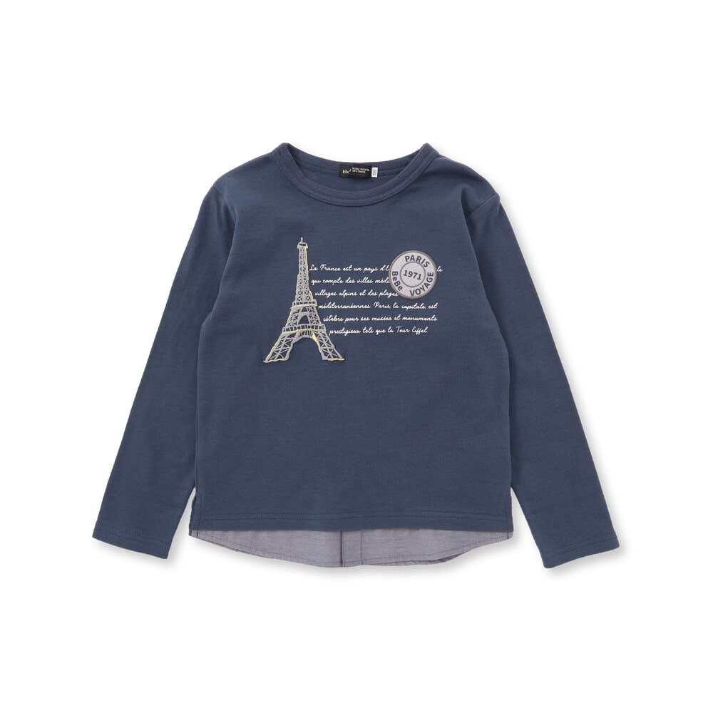 エッフェル塔レタープリントレイヤード風長袖Tシャツ(90~150cm)(90cm