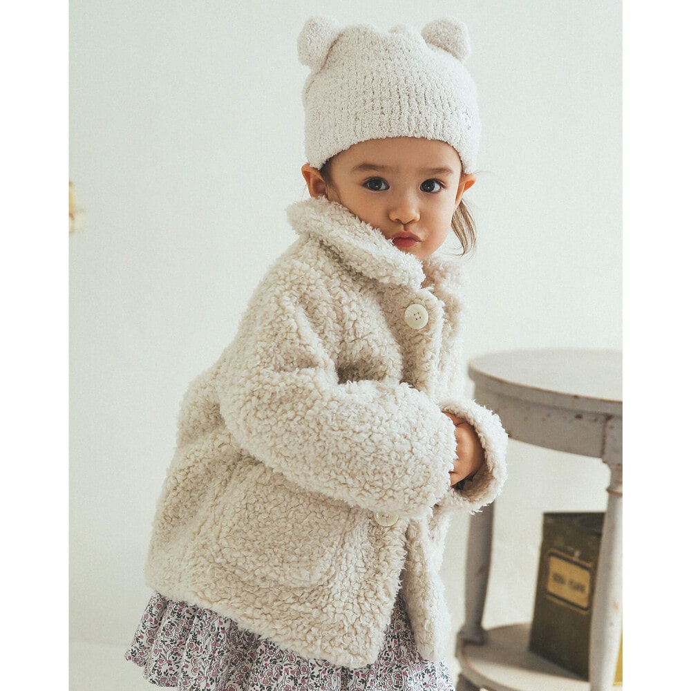 丸襟 シープ ボア もこもこ コート ベビー (80~90cm)(80cm オフ