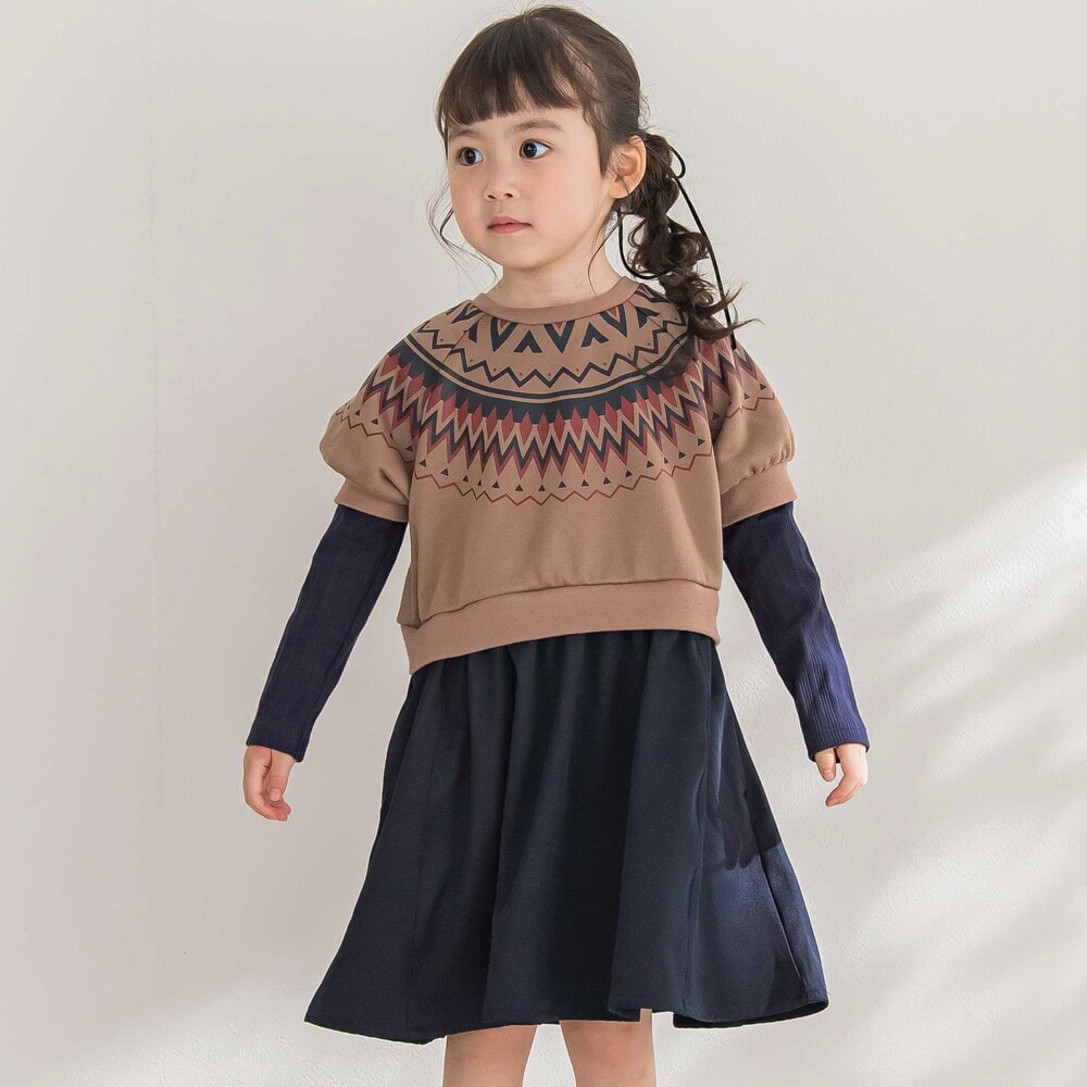 限定商品】ノルディック切替長袖ワンピース(95~150cm) 【LIMITED