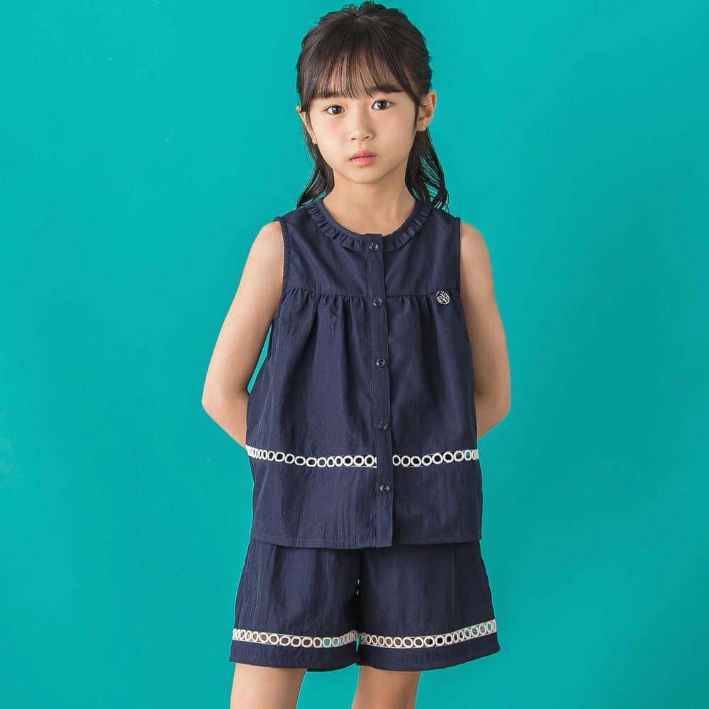 店舗限定】切り替えレースブラウス＋ショートパンツセットアップ(95