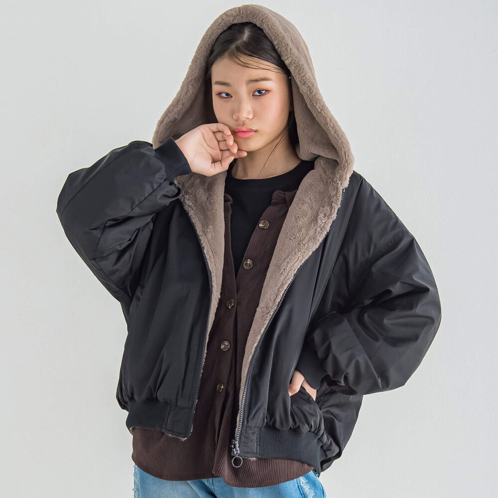 ニコ☆プチ 掲載 】リバーシブルファーブルゾン(130~160cm)(130cm