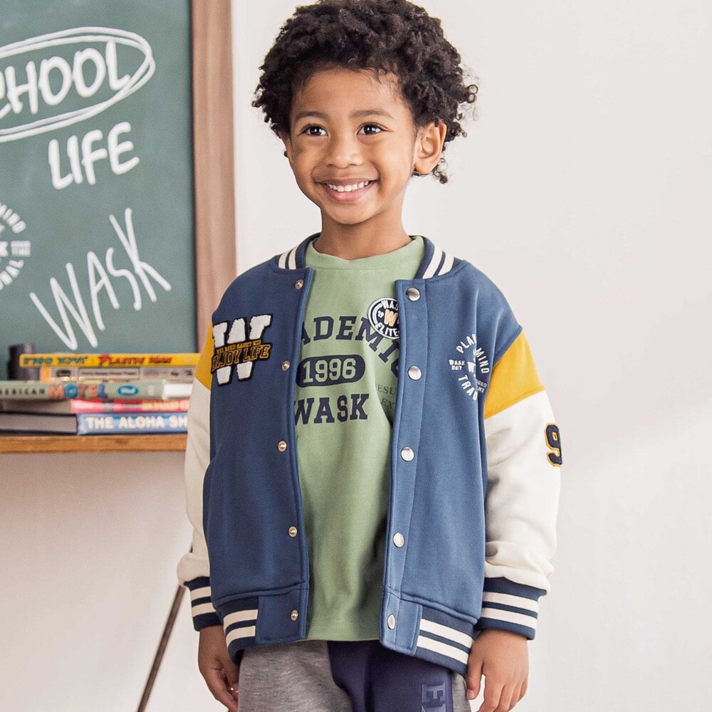 サガラワッペンロゴ刺しゅう配色裏毛スタジャン(100~160cm)(100cm