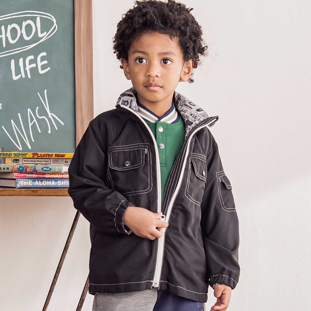 配色プレート柄リバーシブルタフタジャケット(100~160cm)(100cm