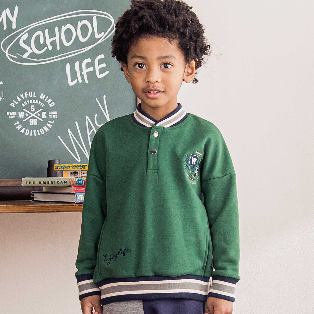 ラインリブホックカレッジ刺しゅう裏毛トレーナー(100~160cm)(100cm