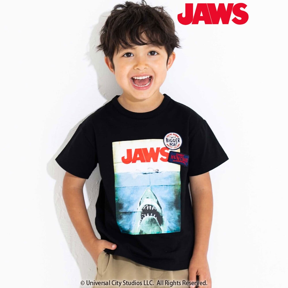 JAWS（ジョーズ）】 リアルプリント＆ワッペン天竺Tシャツ(100~160cm