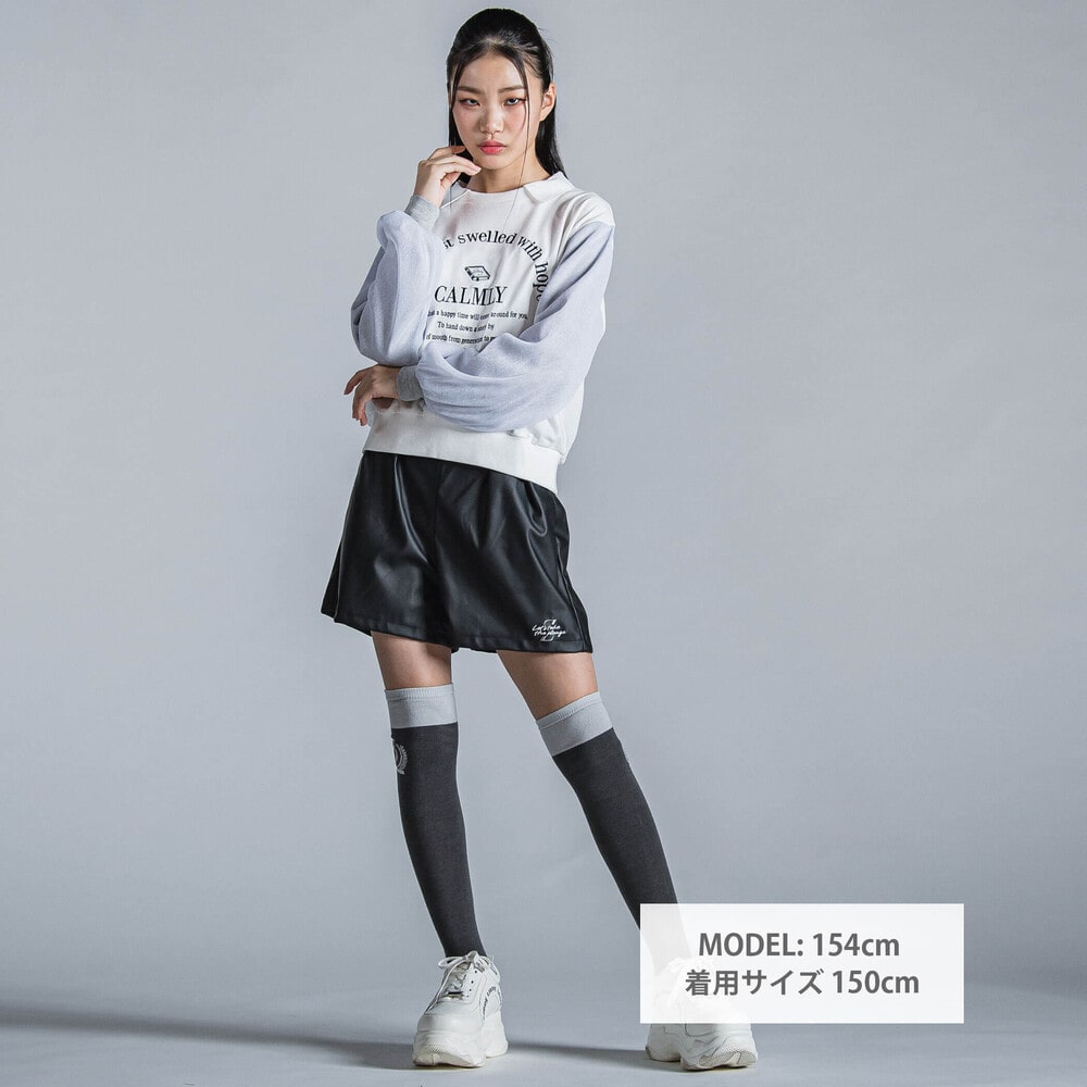 ベルト付きフェイクレザーショートパンツ(130~160cm)(130cm ブラック