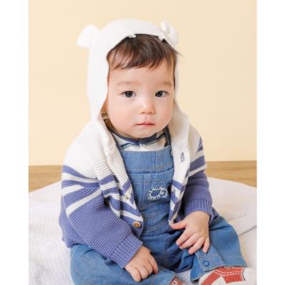 クマ 立体 耳 付 ニット カーディガン ベビー (70~80cm)(ﾜﾝｻｲｽﾞ