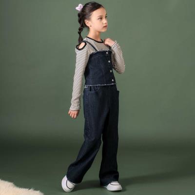 デニムビスチェxフレアパンツセットアップ(110~150cm)(110cm ネイビー