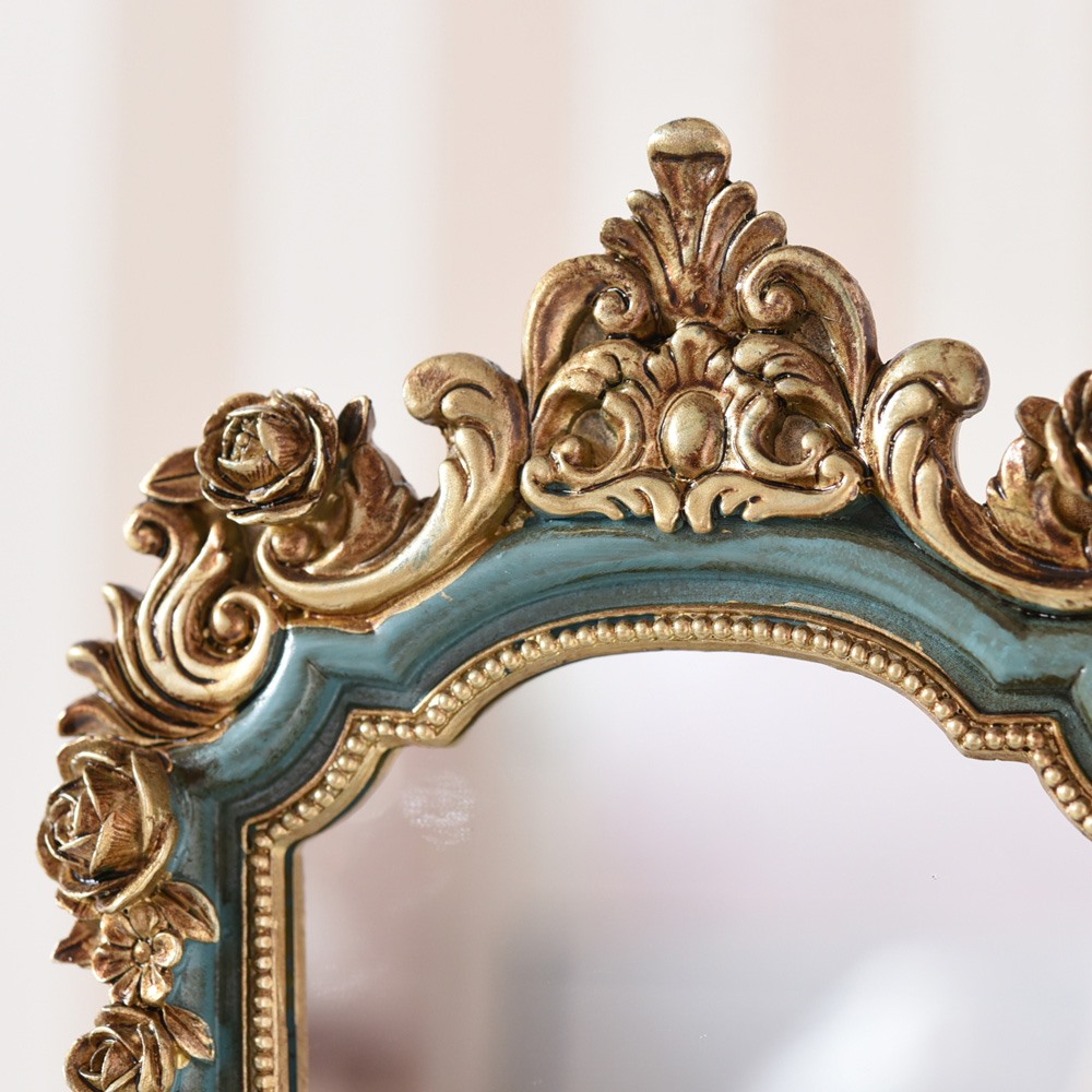 アールヌーヴォー スタンドミラー アンティークブルー | ロココ調家具