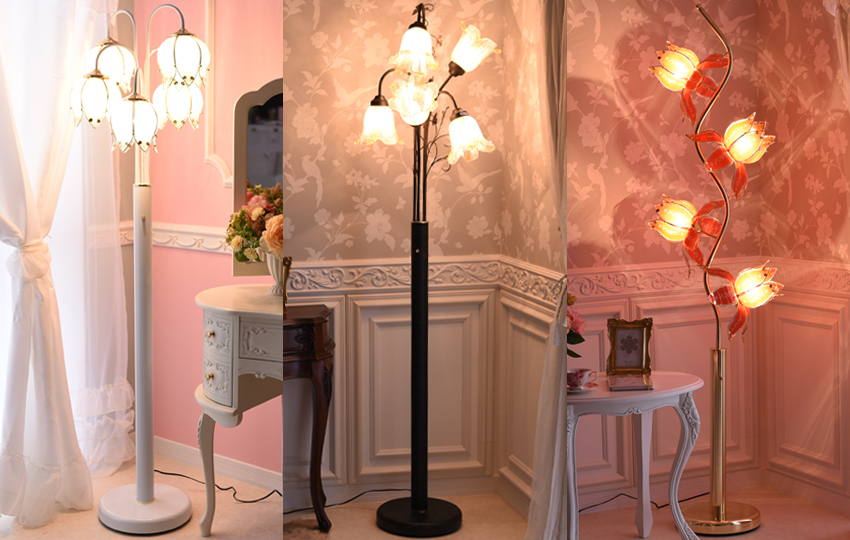 ロータスフラワー フロアランプ フロアライト 4灯 ホワイト 高さ189