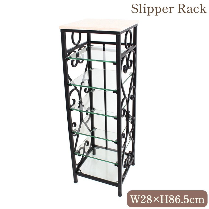 9％OFF／ アンティーク調 天板大理石 スリッパラック 【送料無料