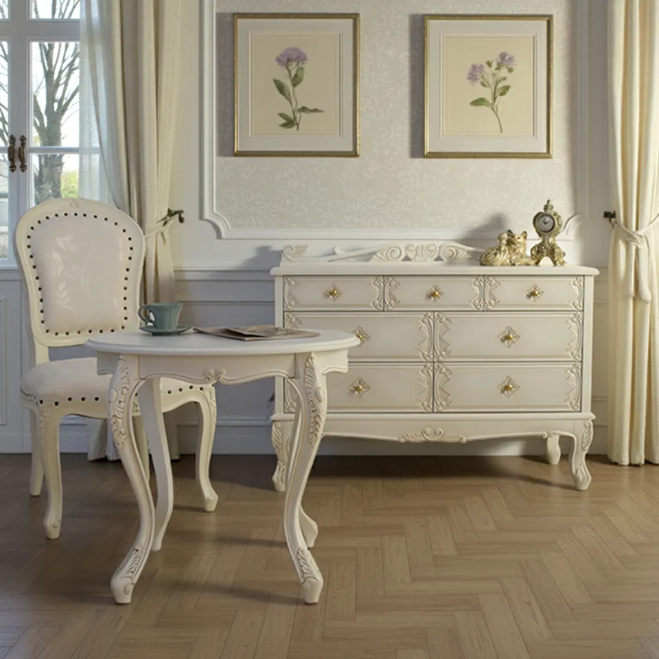 ヴィクトリアン パルマ マホガニー ワイド チェスト ホワイト 幅110cm