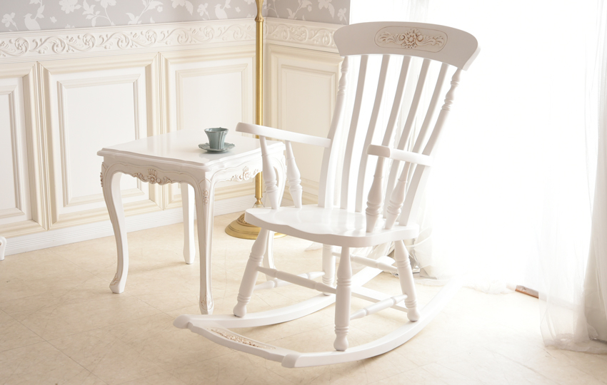 ジュリア ロッキングチェアー ホワイト 幅64cm | ロココ調家具通販