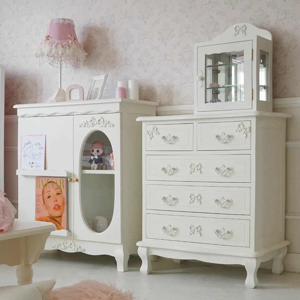 ステラリボン 姫系 チェスト ホワイト 幅65cm｜ロココ調家具通販 ベベ