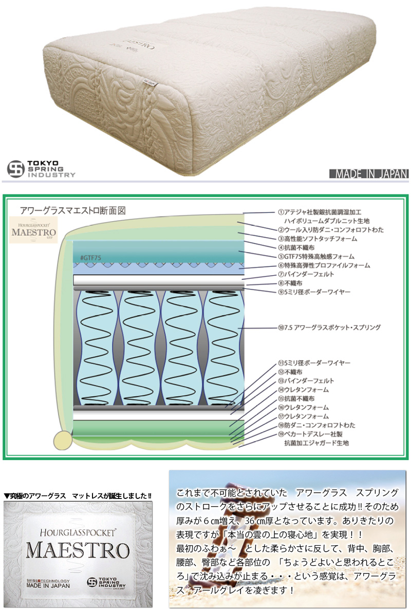 東京スプリングのマットレス「アワーグラス マエストロ」最低価格証明