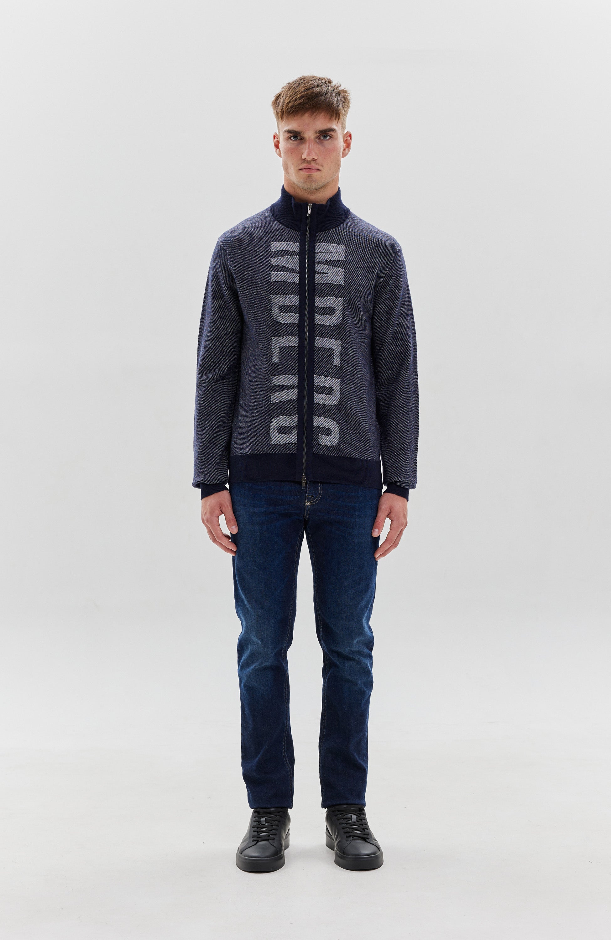 Zipped Cardigan Mens with Logo DIRK BIKKEMBERGS