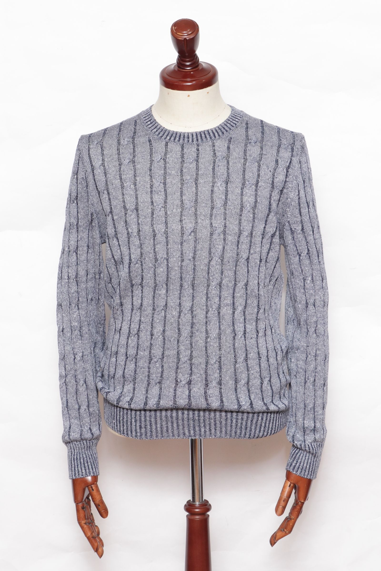 Gran Sasso - 23180/18639 リネンコットンケーブルクルーネックニット