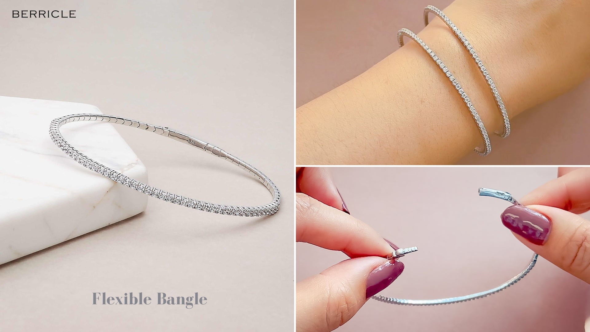 Sterling Silver Flexible Cubic Zirconia CZ Bangle – BERRICLE