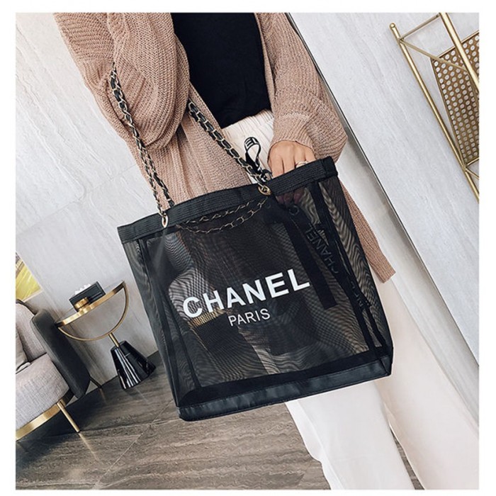 夏*つ様 CHANEL シャネル メッシュ トートバッグ＆ポーチ セット
