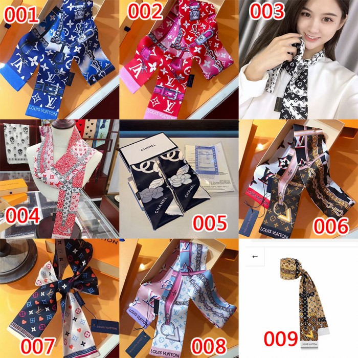 ルイヴィトンブランドリボンスカーフレディース向け LV定番プリント