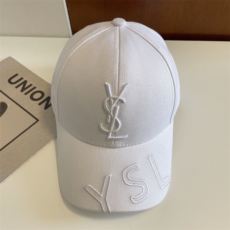 6*a様 YSL ホワイトベースボールキャップ アジャスタブルデザイン 6*a