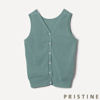 プリスティン 強撚2Wayノースリーブ 草木染めグリーン/Mサイズ