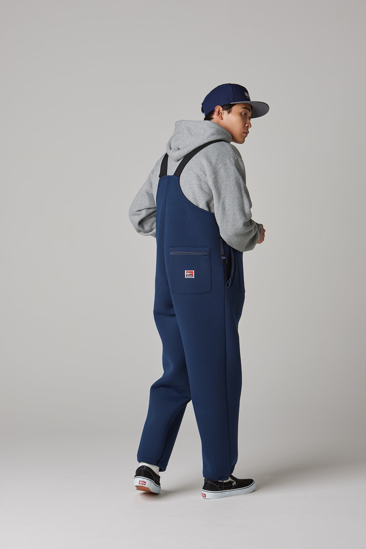 corona ブルコBULCOネイビーオーバーオール BONDING KNIT OVERALL