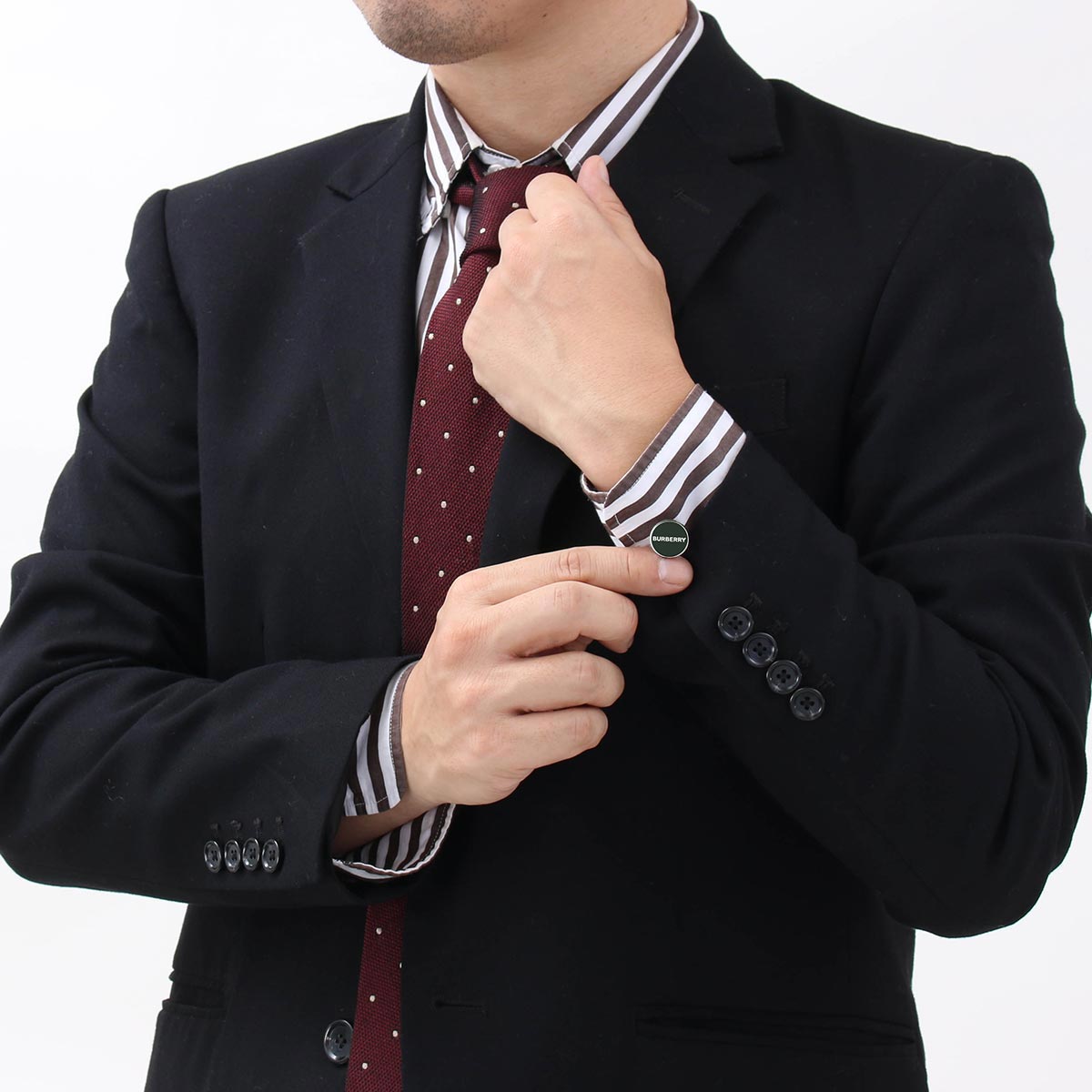 バーバリー カフス アクセサリー メンズ バーバリーロゴ シルバー