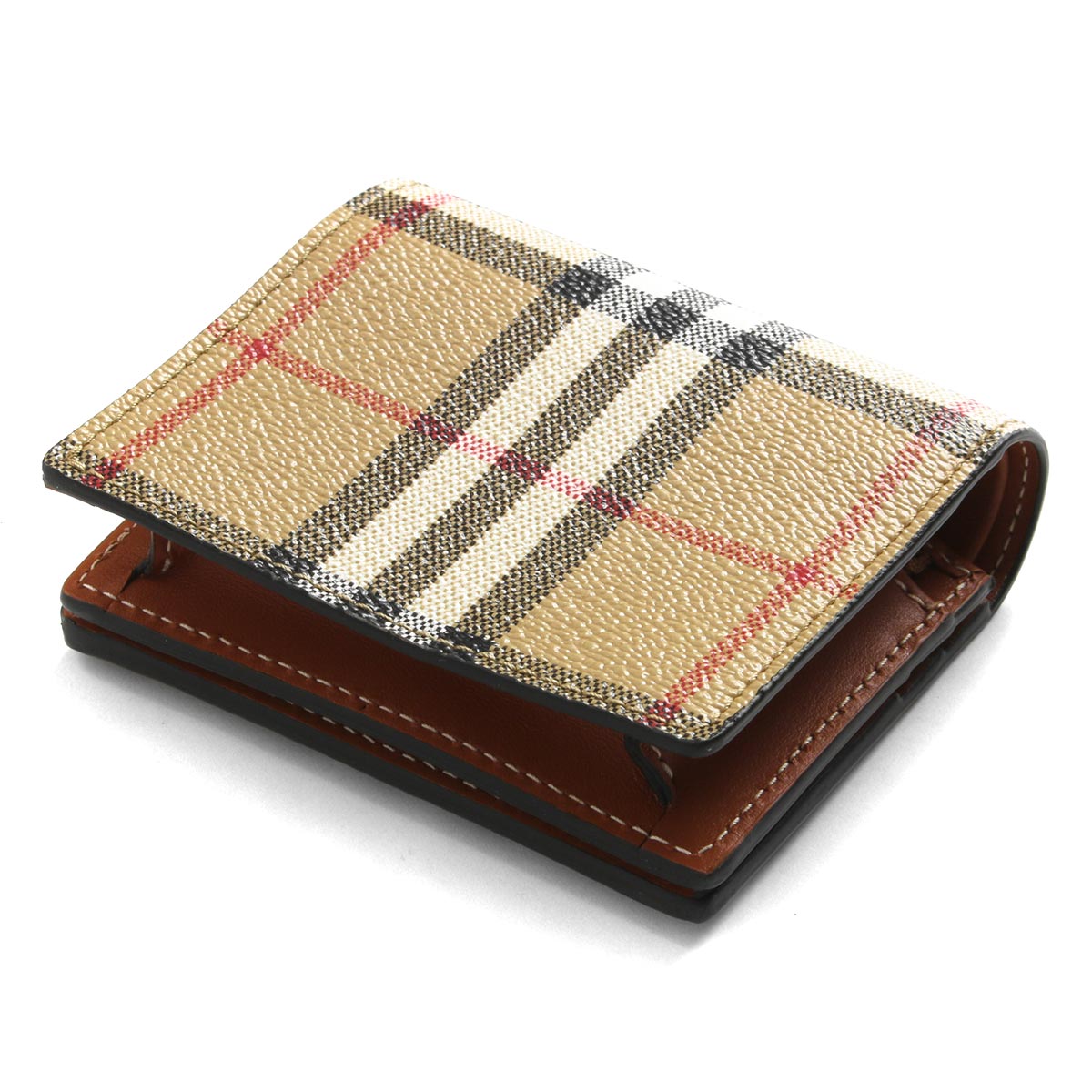 未使用保管品】8F290/バーバリー/二つ折り財布/チェック/茶/ブラウン