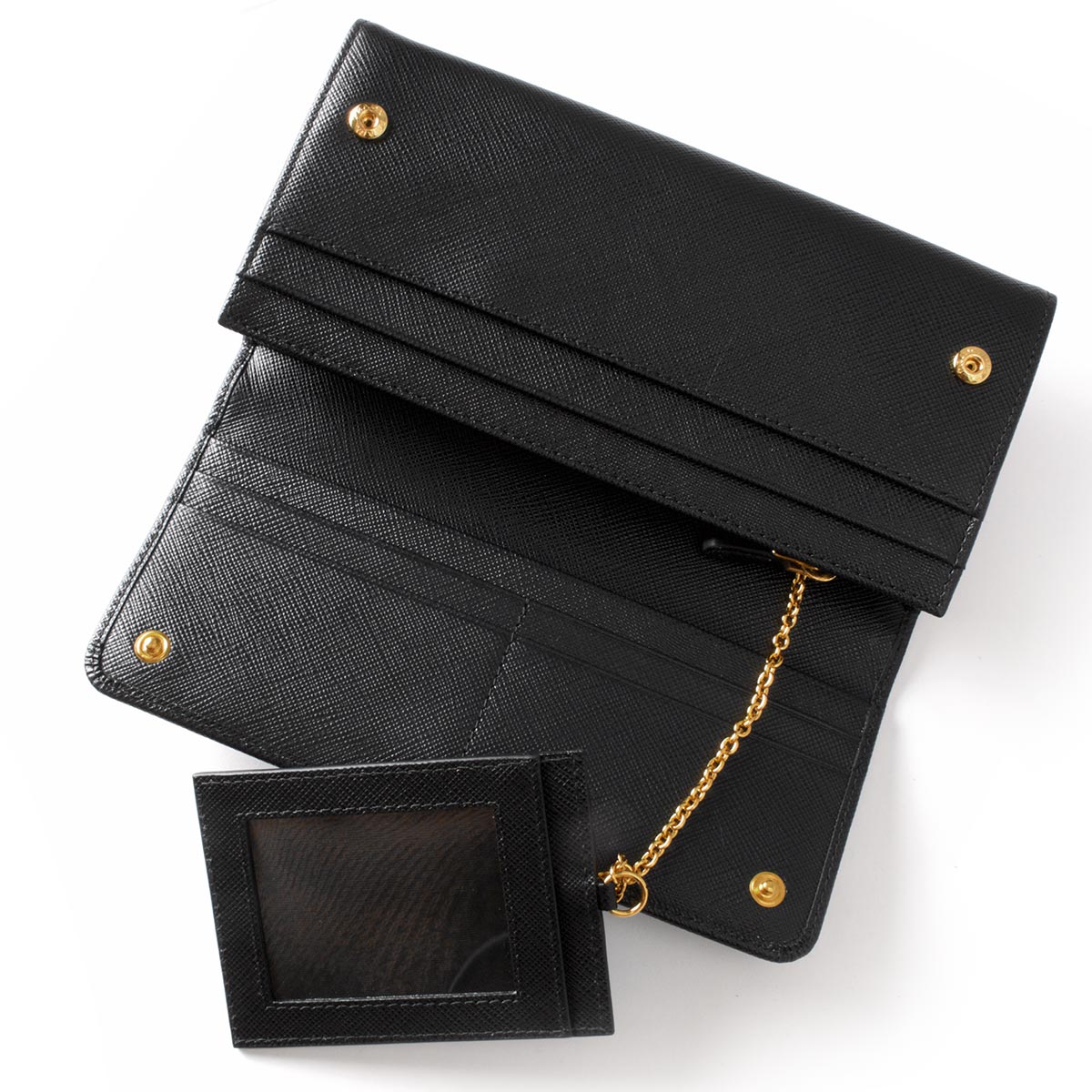 プラダ 長財布 財布 レディース サフィアーノ メタル ブラック 1MH132