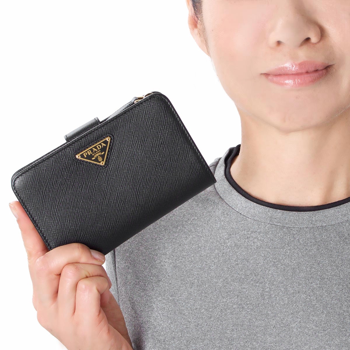 プラダ 二つ折り財布 財布 レディース サフィアーノ トライアングル