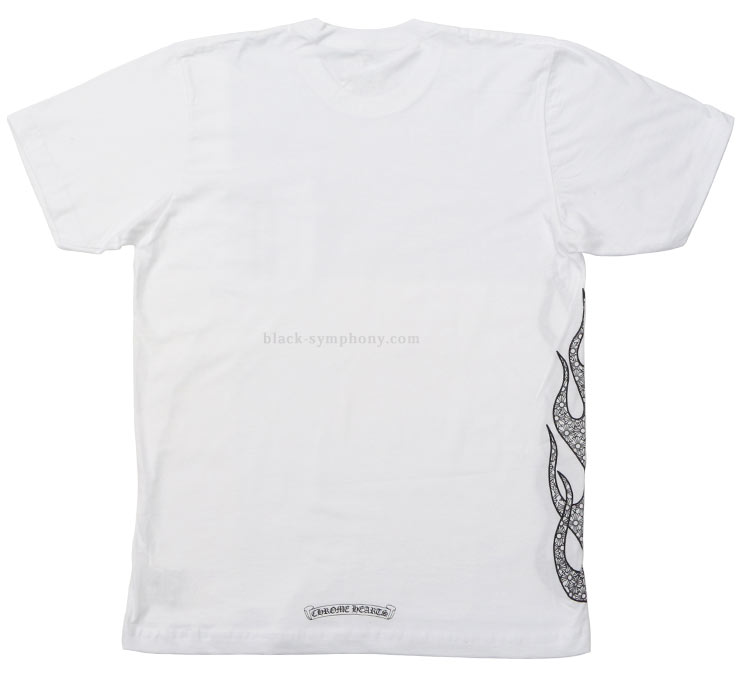 クロムハーツTシャツCHプラスファイヤーパターンホワイト|クロムハーツ