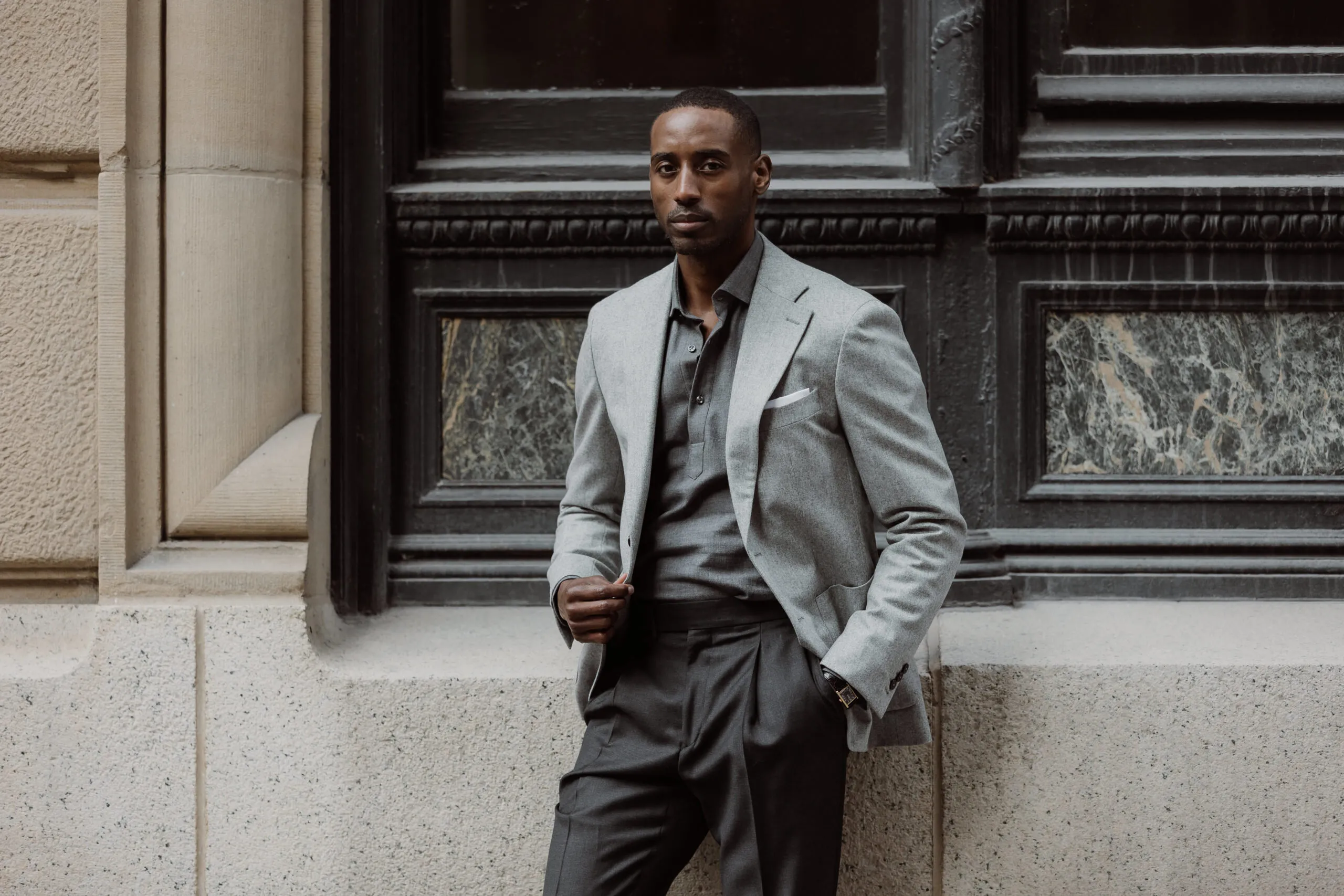 Light grey flannel jacket - Blandin & Delloye