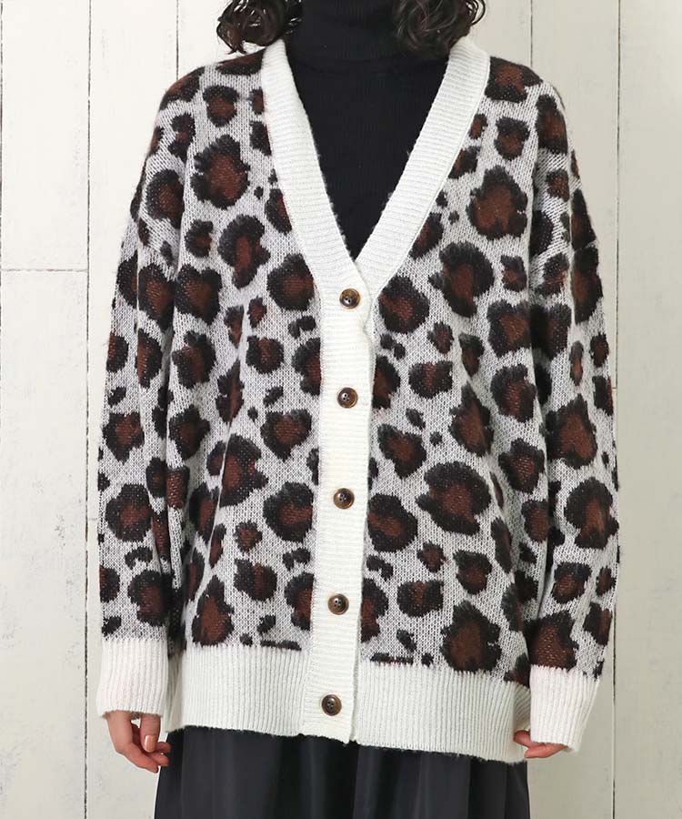 ≪OUTLET≫レオパード柄カーディガン(モカ): ALL｜Bleu Bleuet（ブルー