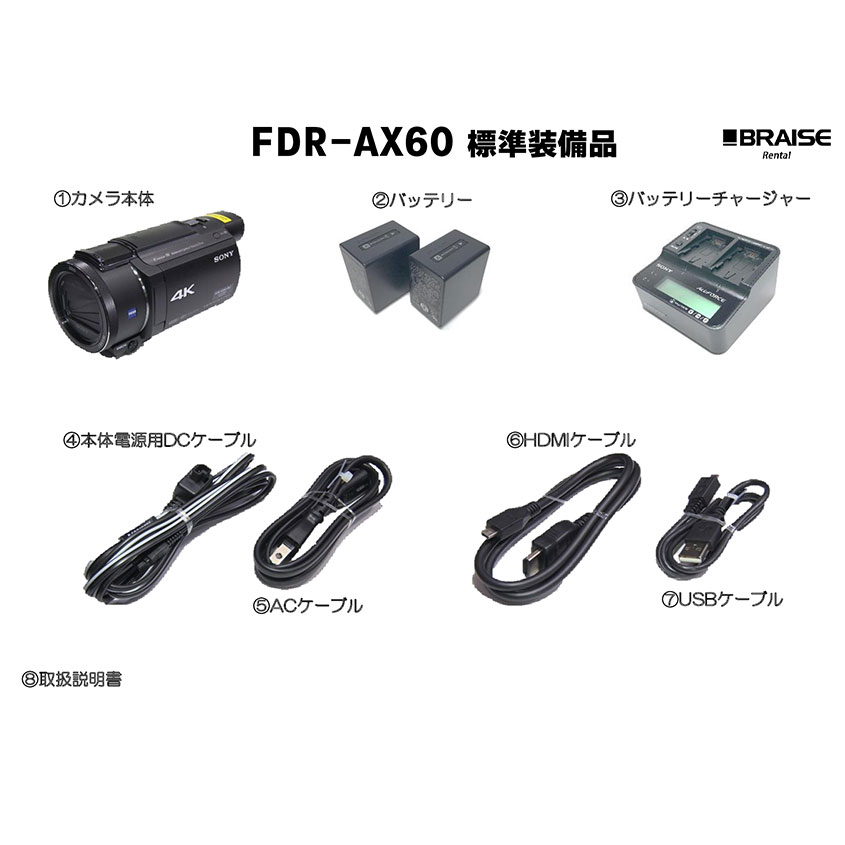 SONY FDR-AX60｜カメラ｜撮影機材レンタル｜株式会社BRAISE | テレビ