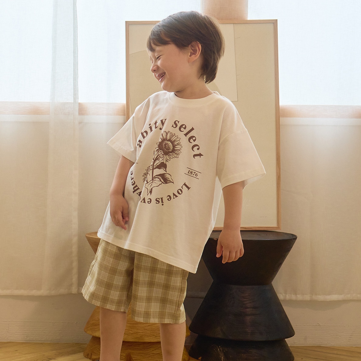 おそろい】ウエストリボンチェックハーフパンツ 2024春夏 ｜子供服