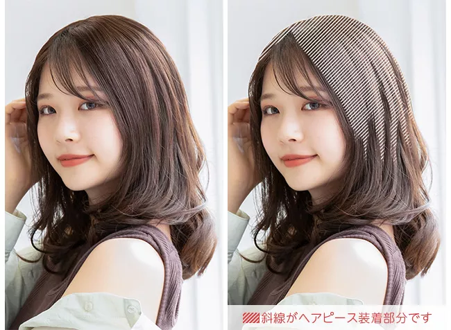 マシンメイド 最高級人毛(レミー)100％ トップヘアピース分け目タイプ