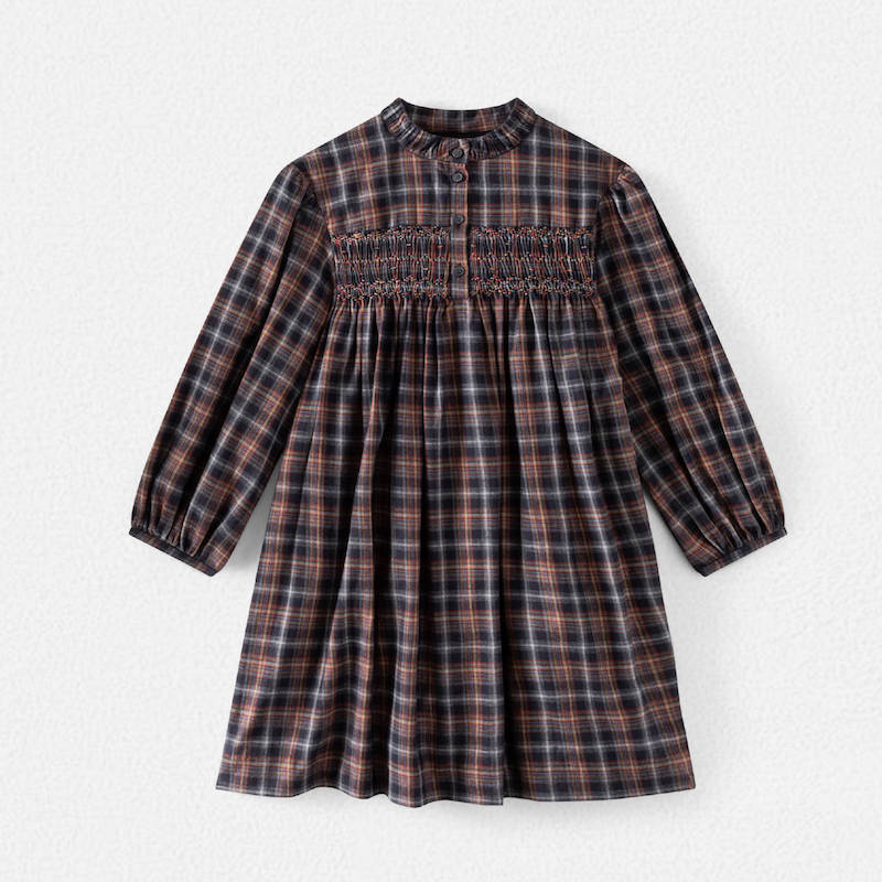 ボンポワン チェックスモックドレスbonpoint,ボンポワン,21AW