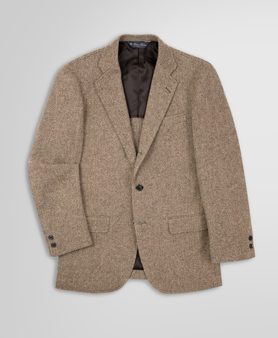 ウール ツイード ヘリンボーンストライプ 段返り3釦コンフォート