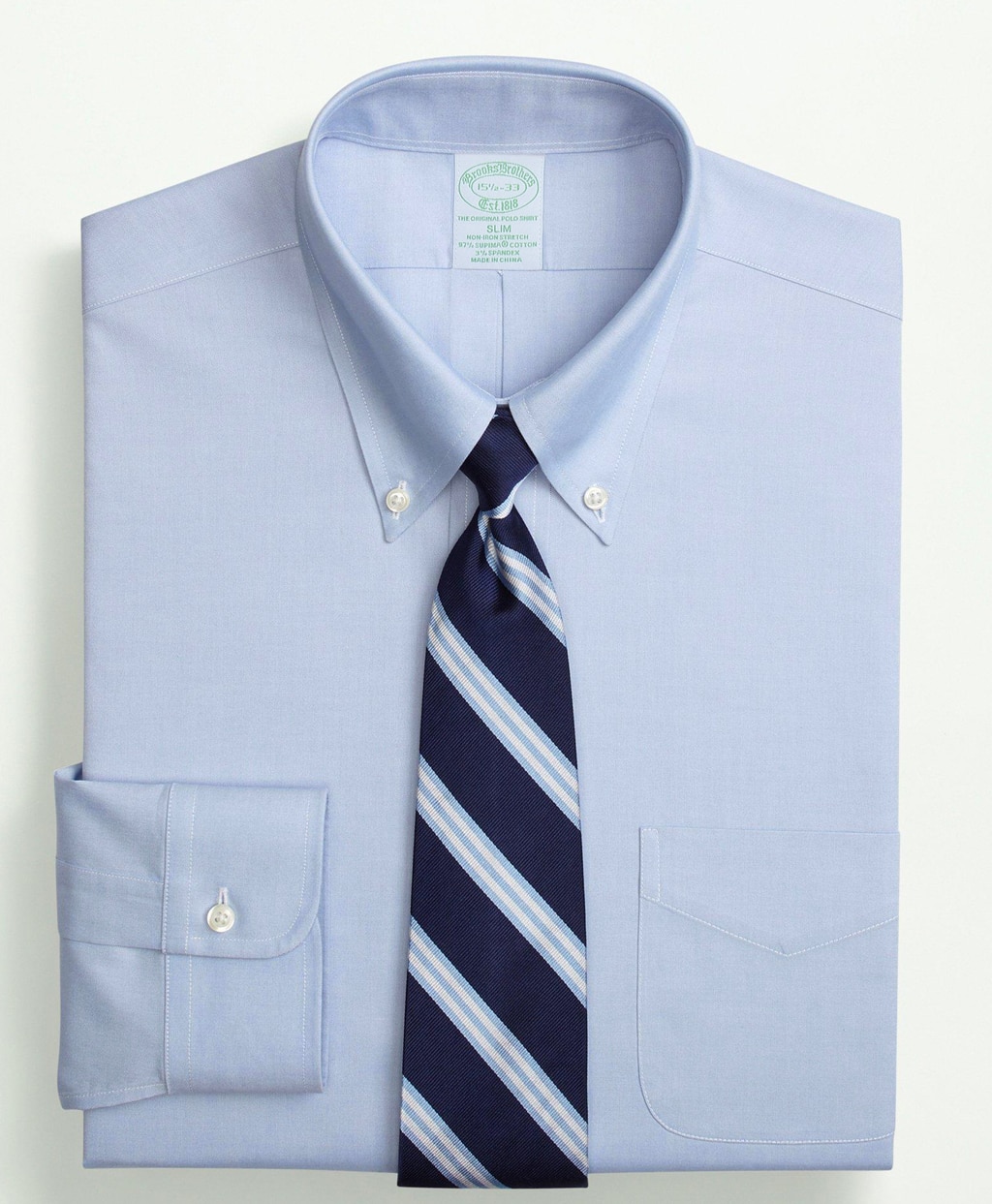 ノンアイロン スーピマコットンストレッチ ピンポイント