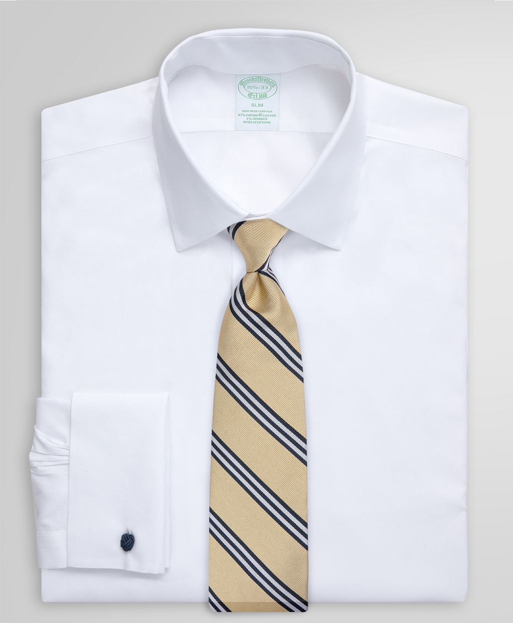 ノンアイロン ストレッチコットン フレンチカフス ドレスシャツ Slim