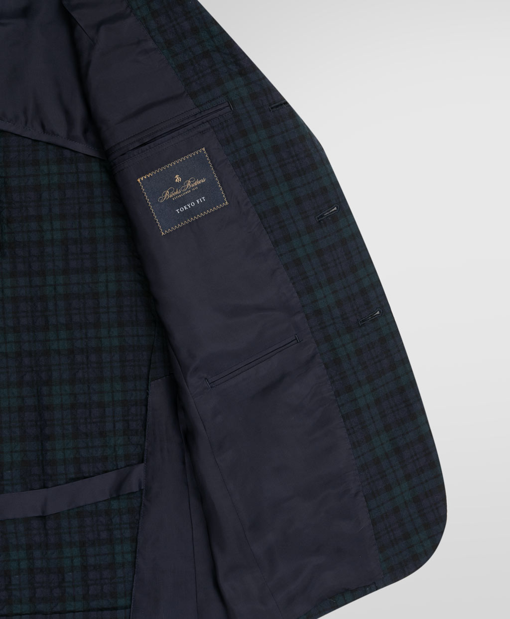 ウール/ポリエステル シアサッカー ブラックウォッチ 段返り3釦